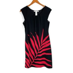 Maggy London Women's Dress Size 8 Black Red Cap Sleeve Sheath Stretchy